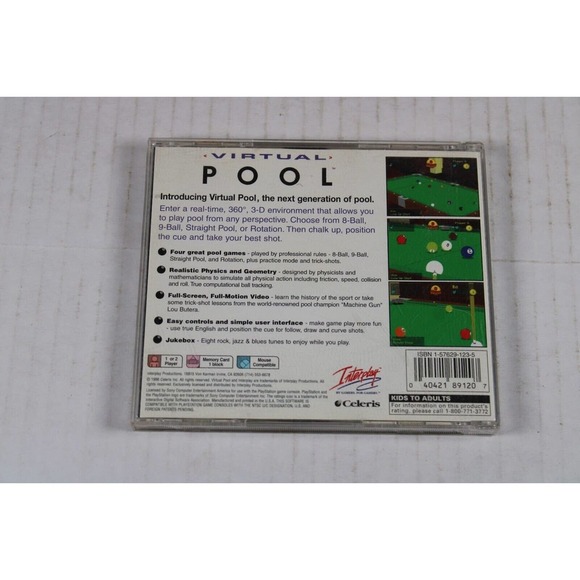 Virtual Pool (Sony Playstation 1, PS1) Authentic, Complete, Tested/works great - Picture 3 of 8